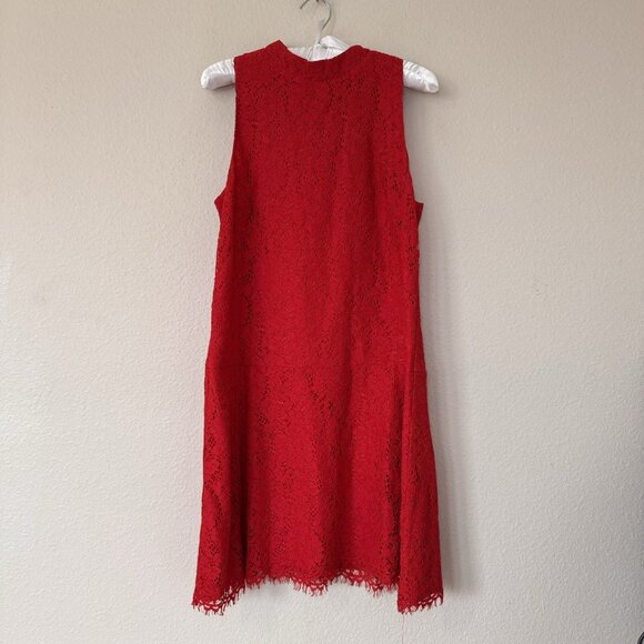 Ann Taylor LOFT Size 8 Red Lace Fit and Flare Sleeveless Dress Valentines - Picture 9 of 9